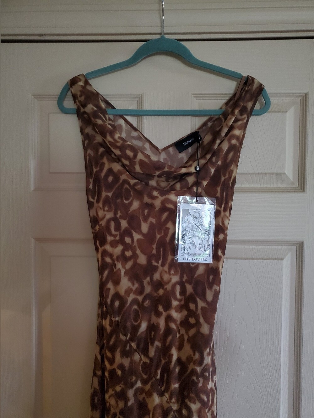 NWT Realisation Par Cora Tortoiseshell Size Large 100% Silk Dress - Picture 3 of 9